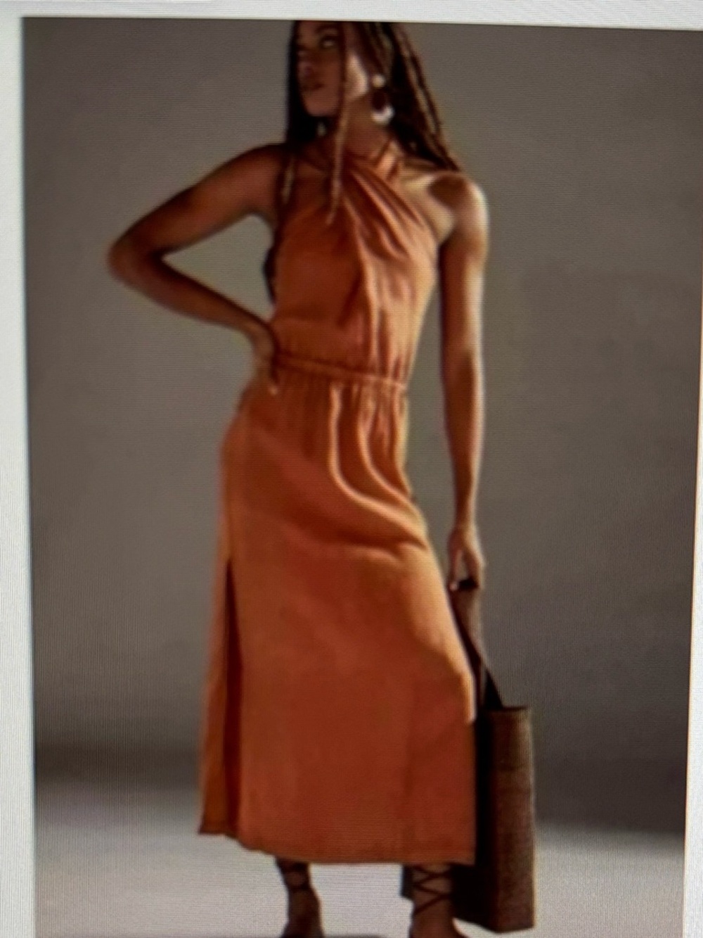 Anthropologie Cloth and Stone size S 100% Linen Maxi Dress in Color Orange D/F